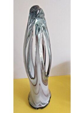Large Hand Blown Swung Glass Stretched Pulled Art Glass Sculpture 14"